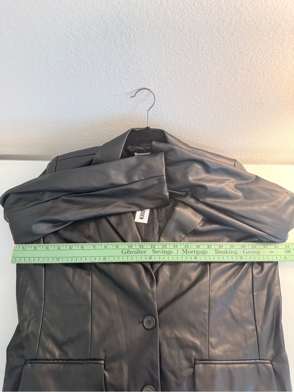 Steve Madden Black Faux Leather Two-Button Blazer - Picture 5 of 5